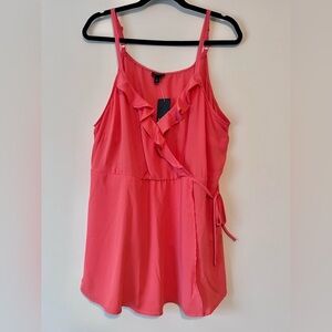 Torrid Vibrant Coral Ruffle Cami Blouse